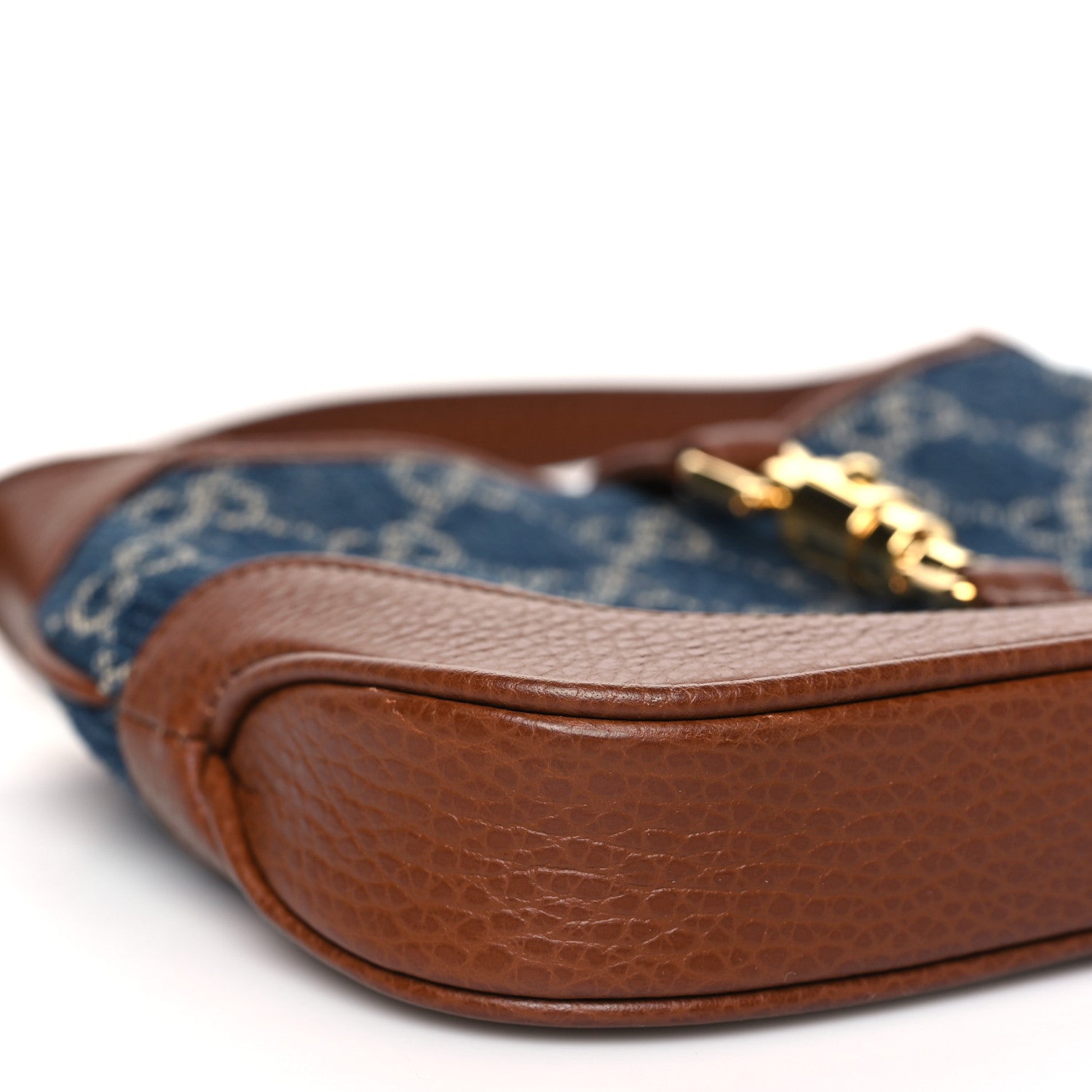 Gucci New Denim GG Monogram Calfskin Mini Jackie 1961 Hobo Blue Tea Cuir 9 of 10