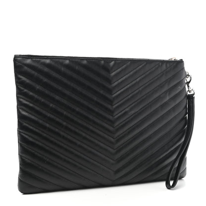 Saint Laurent Calfskin Matelasse Monogram Cassandre Tablet Pouch Black 3 of 11