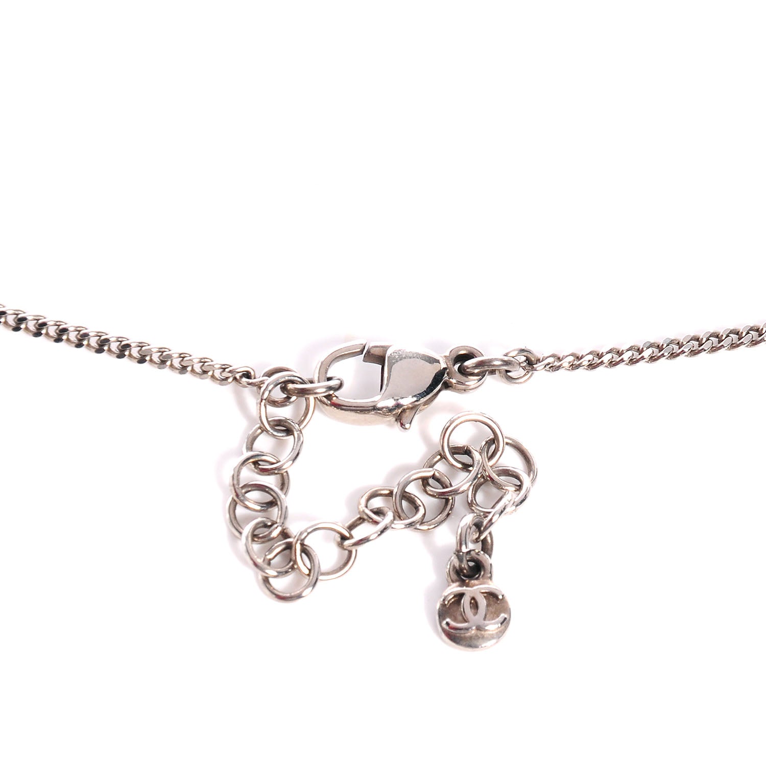 Chanel Baguette Crystal CC Necklace Silver 4 of 6