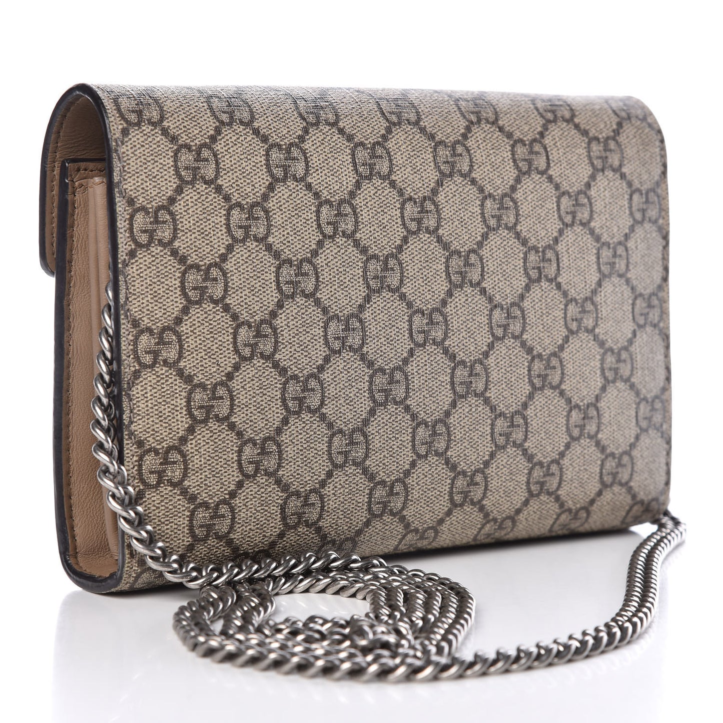 GG Supreme Monogram Mini Dionysus Chain Wallet Beige Taupe