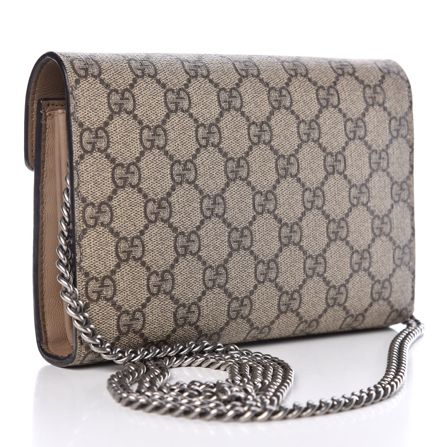 Gucci GG Supreme Monogram Mini Dionysus Chain Wallet Beige Taupe 3 of 11
