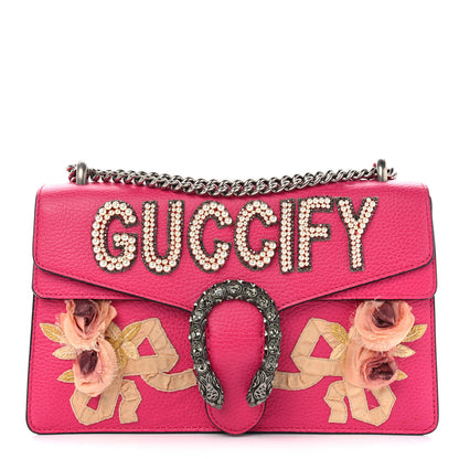 Gucci Pebbled Calfskin Embellished Guccify Small Dionysus Shoulder Bag Rosa 1 of 11