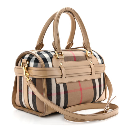 Burberry House Check Bridle Calfskin Medium Alchester Bowling Bag Trench 3 of 14