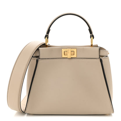 Fendi Vitello Seta Canvas FF Embroidered Mini Peekaboo Iconic Satchel Nuvola 1 of 11