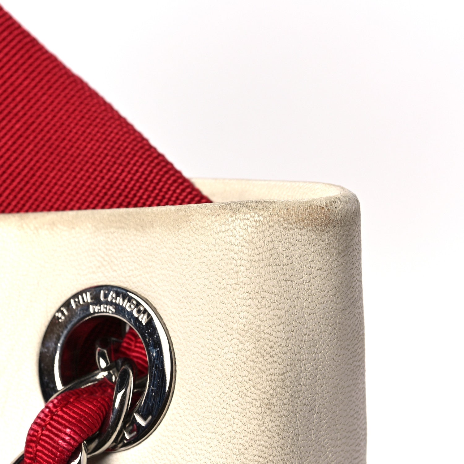 Chanel Striped Canvas Logo Tote Red 10 of 11