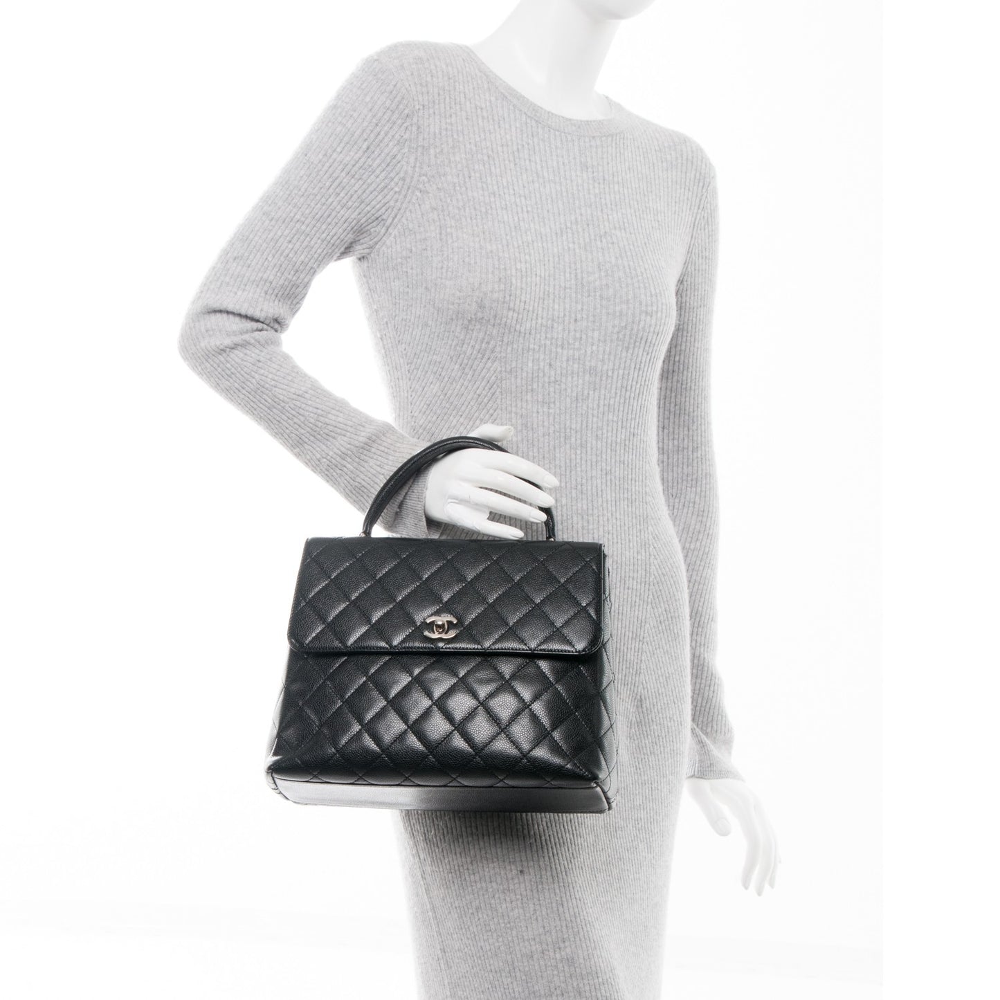 Caviar Quilted Jumbo Kelly Flap Black