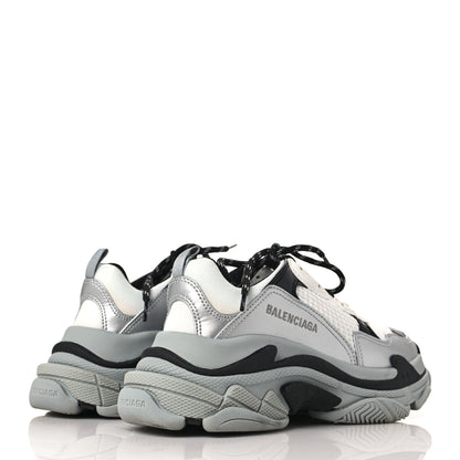 Balenciaga Metallic Fabric Mesh Womens Triple S Sneakers 38 Grey Dark Grey Black 4 of 7