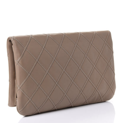 Chanel Calfskin Stitched Thin City Clutch Dark Beige 2 of 4