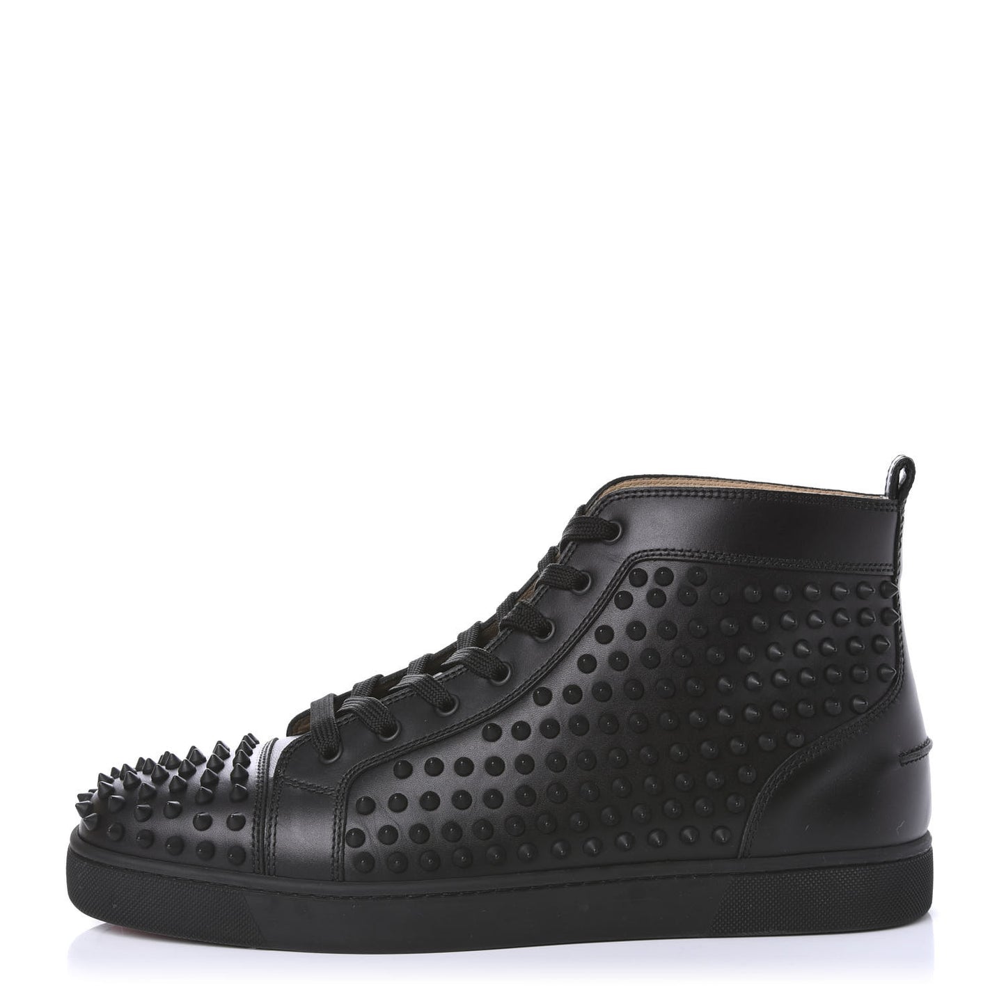 Calfskin Laminato Dino Spikes Yang Louis Flat Sneakers 46 Black Gold