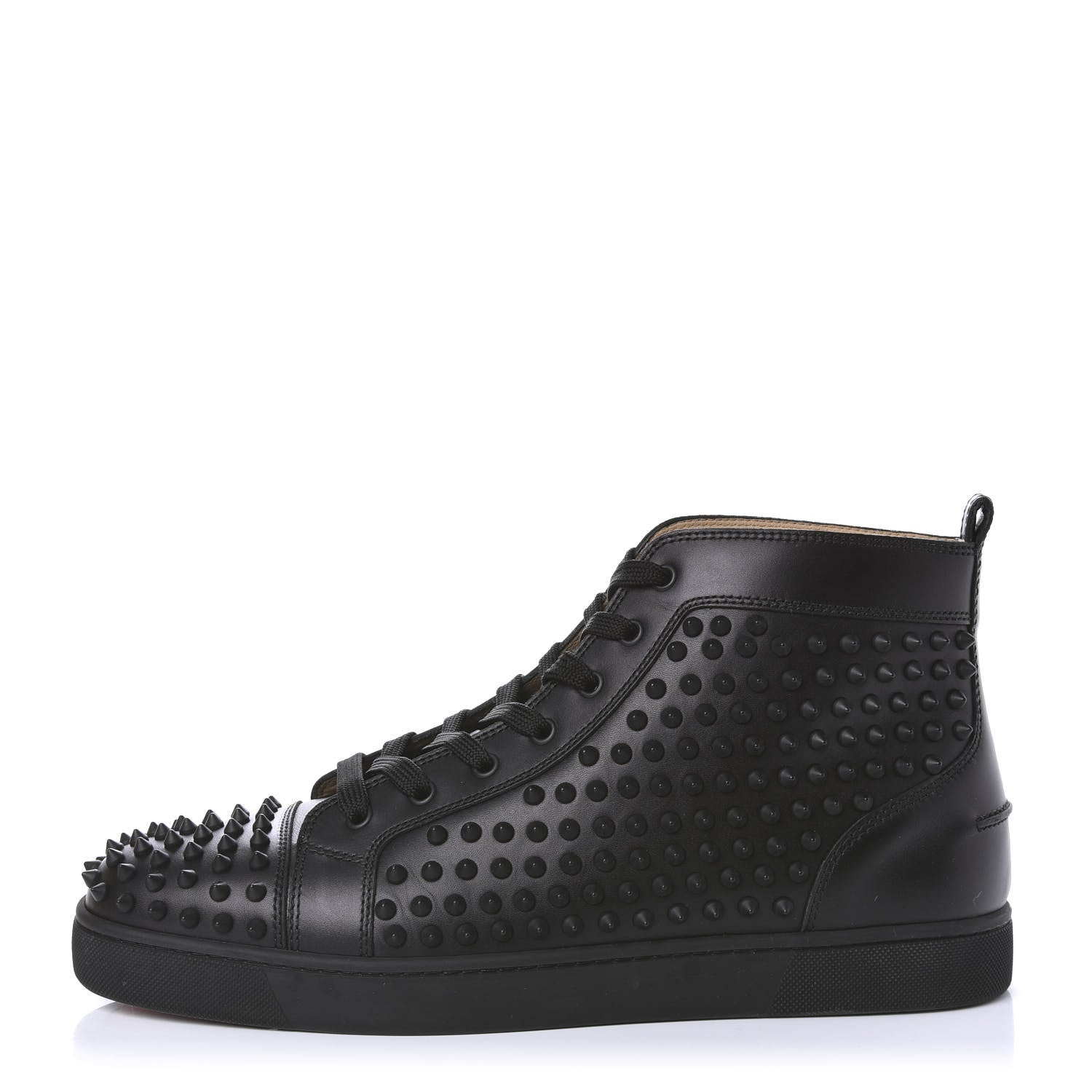 Christian Louboutin Calfskin Laminato Dino Spikes Yang Louis Flat Sneakers 46 Black Gold 1 of 10