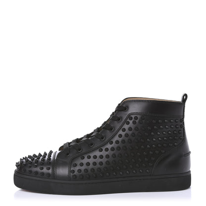 Christian Louboutin Calfskin Laminato Dino Spikes Yang Louis Flat Sneakers 46 Black Gold 1 of 10