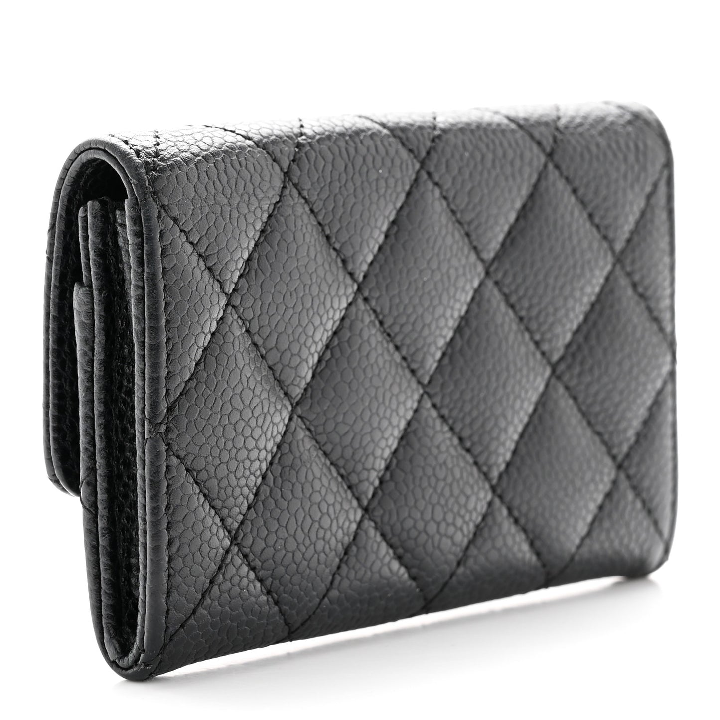 Caviar Quilted Flap Card Holder Black