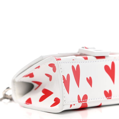 Balenciaga Smooth Calfskin Heart Hourglass Top Handle Bag Mini with Chain White Red 8 of 10