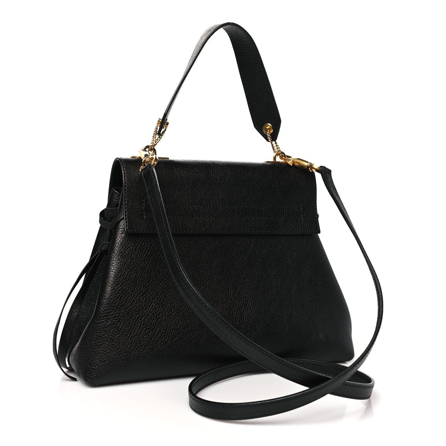 Valentino Garavani Pebbled Calfskin Large VRing Chain Shoulder Bag Black 3 of 9