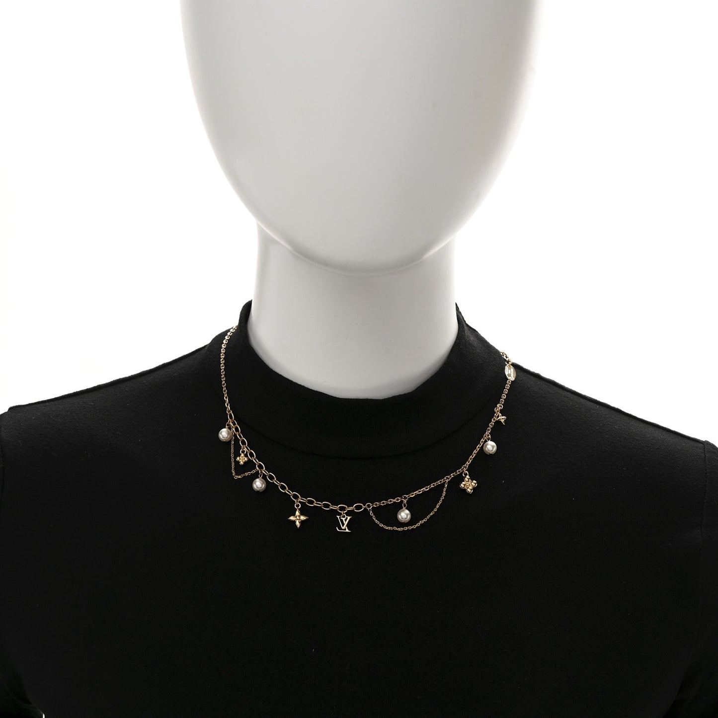 Metal Blooming Pearls Necklace Gold