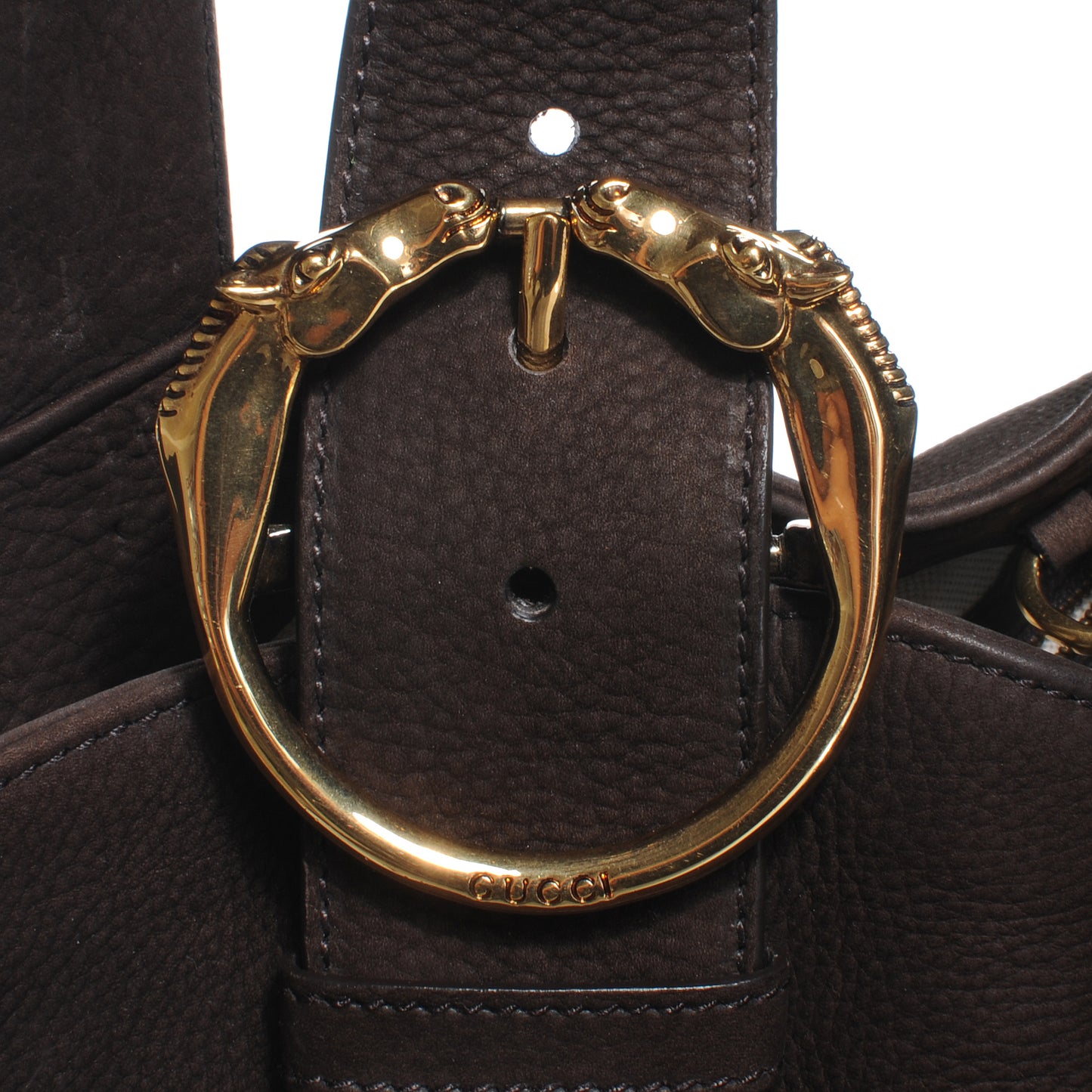 Nubuck Leather Large Ribot Horse Heads Tote Brown