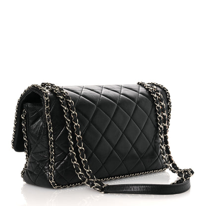 Chanel Crumpled Calfskin Quilted Large Chain Around Flap Black 3 of 15