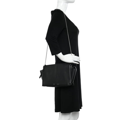 Celine Smooth Calfskin Tri-Fold Clutch on Chain Black 2 of 12