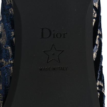 Christian Dior Velvet Oblique Poeme Laced Ballerina Flats 36.5 Blue 7 of 8