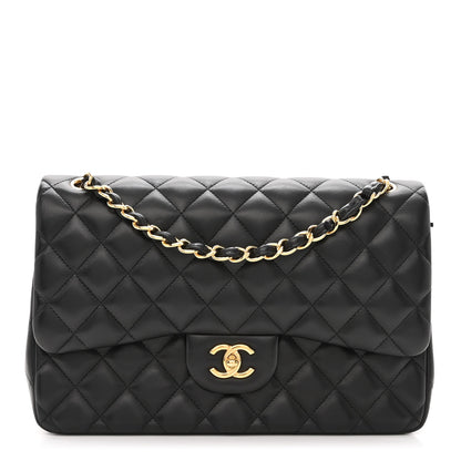 Chanel Lambskin Quilted Jumbo Double Flap Black 1 of 11