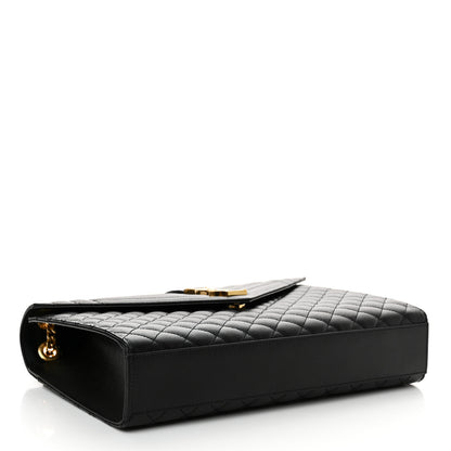 Saint Laurent Grain De Poudre Textured Mixed Matelasse Large Triquilt Monogram Satchel Black 4 of 10