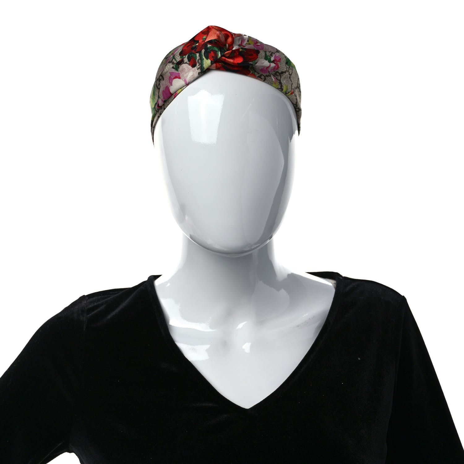 Gucci Silk Monogram Blooms Print Headband Antique Rose 2 of 5