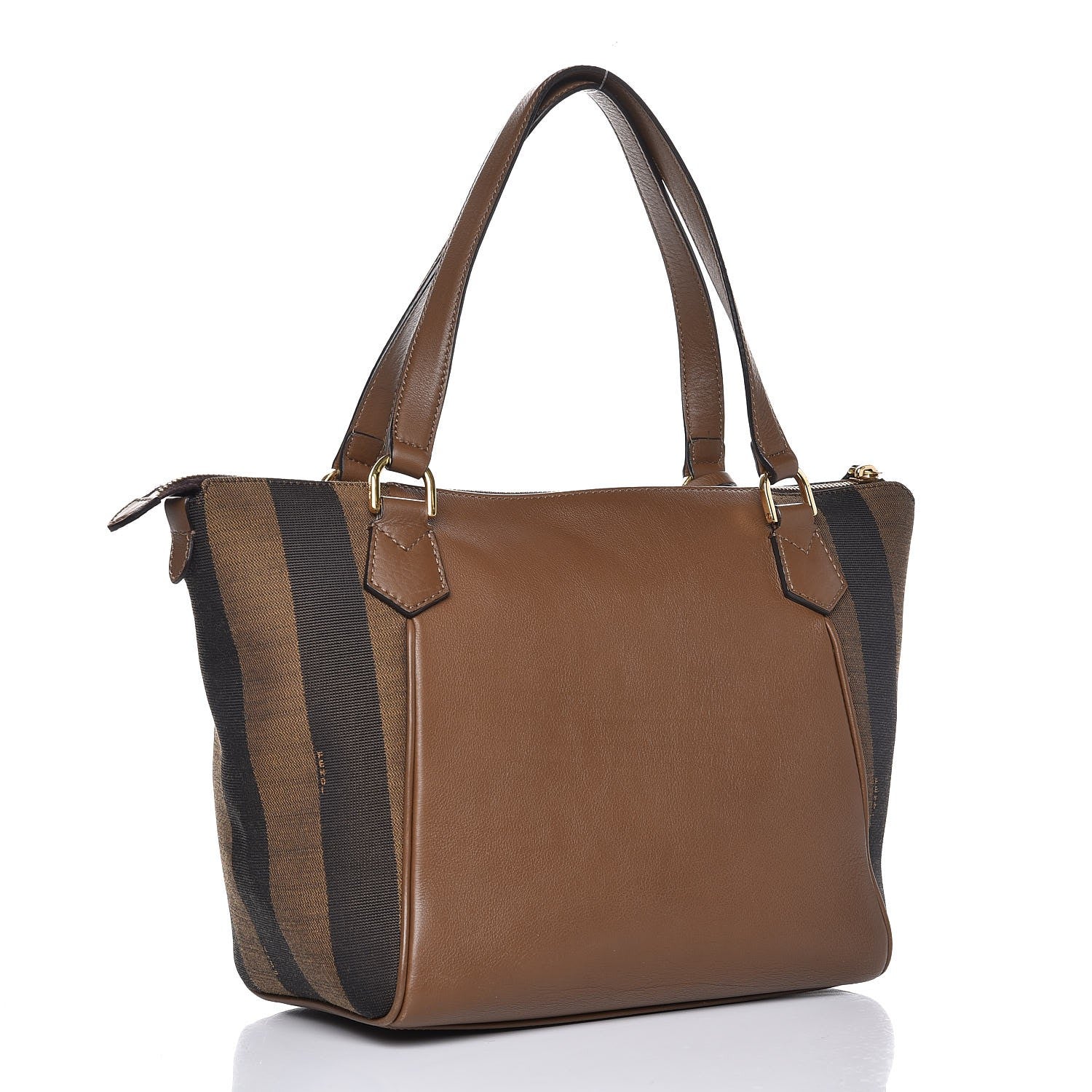 Fendi Pequin Vitello Zip Tote Tobacco Foresta 3 of 9