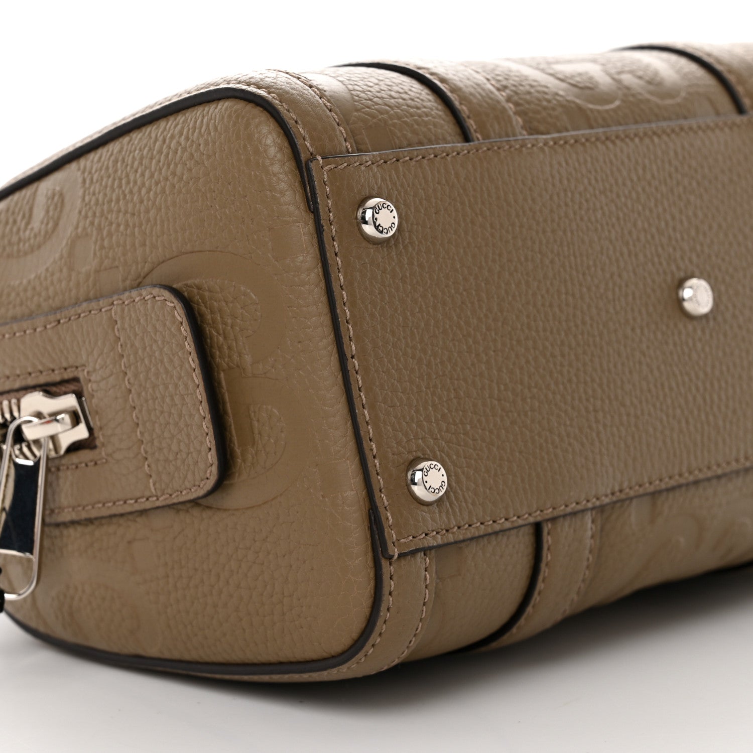Gucci Piuma Calfskin Jumbo GG Embossed Mini Duffle Bag Good Taupe 9 of 11