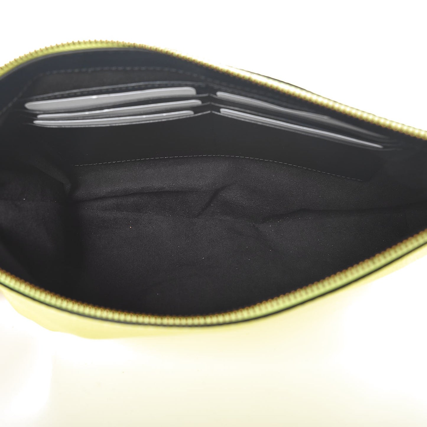 Soft Calfskin Large Duncan Zip Pouch Neon Yellow