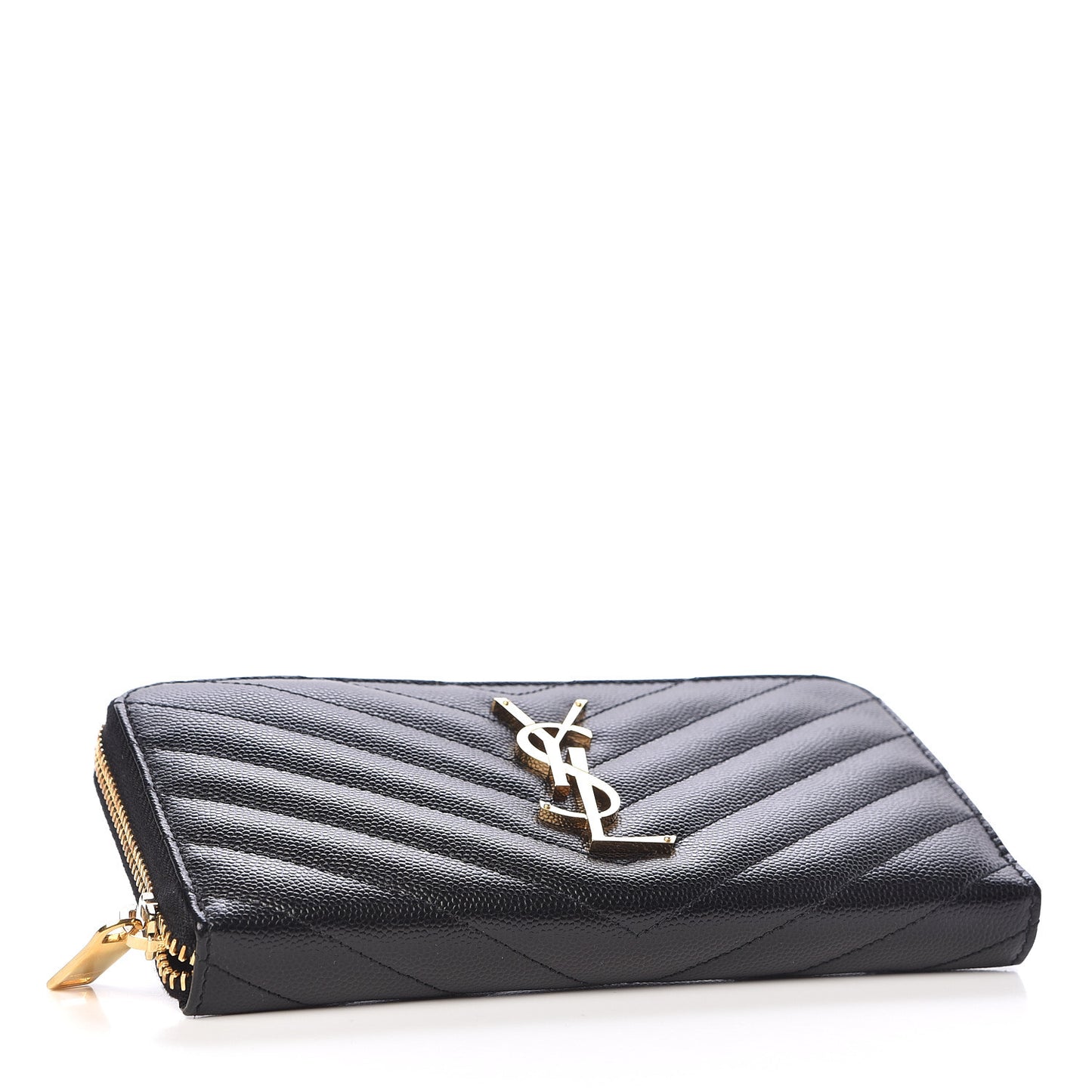 Grain De Poudre Matelasse Chevron Monogram Zip Around Wallet Black
