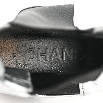 Chanel Fantasy Laminated Lambskin Cap Toe Ankle Boots 37 Silver 7 of 10