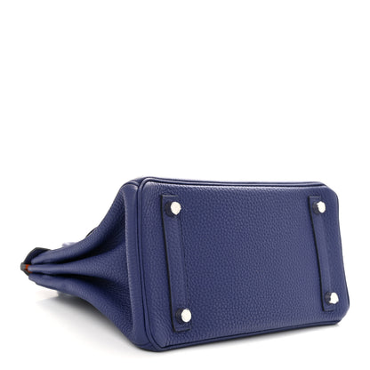 Hermes Togo Verso Birkin 25 Bleu Encre Orange 4 of 12