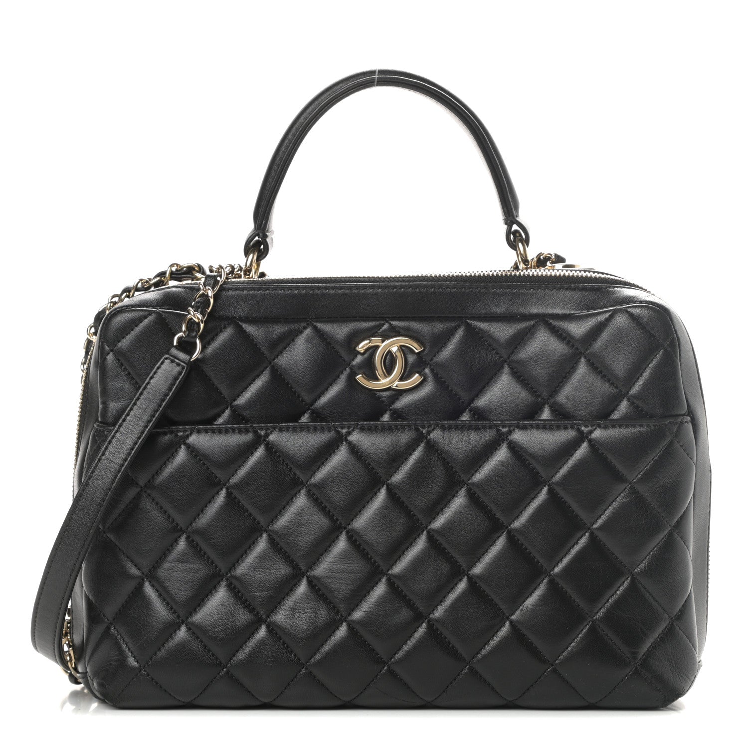 Chanel Lambskin Quilted Large Trendy CC Bowling Bag Black 1 of 19