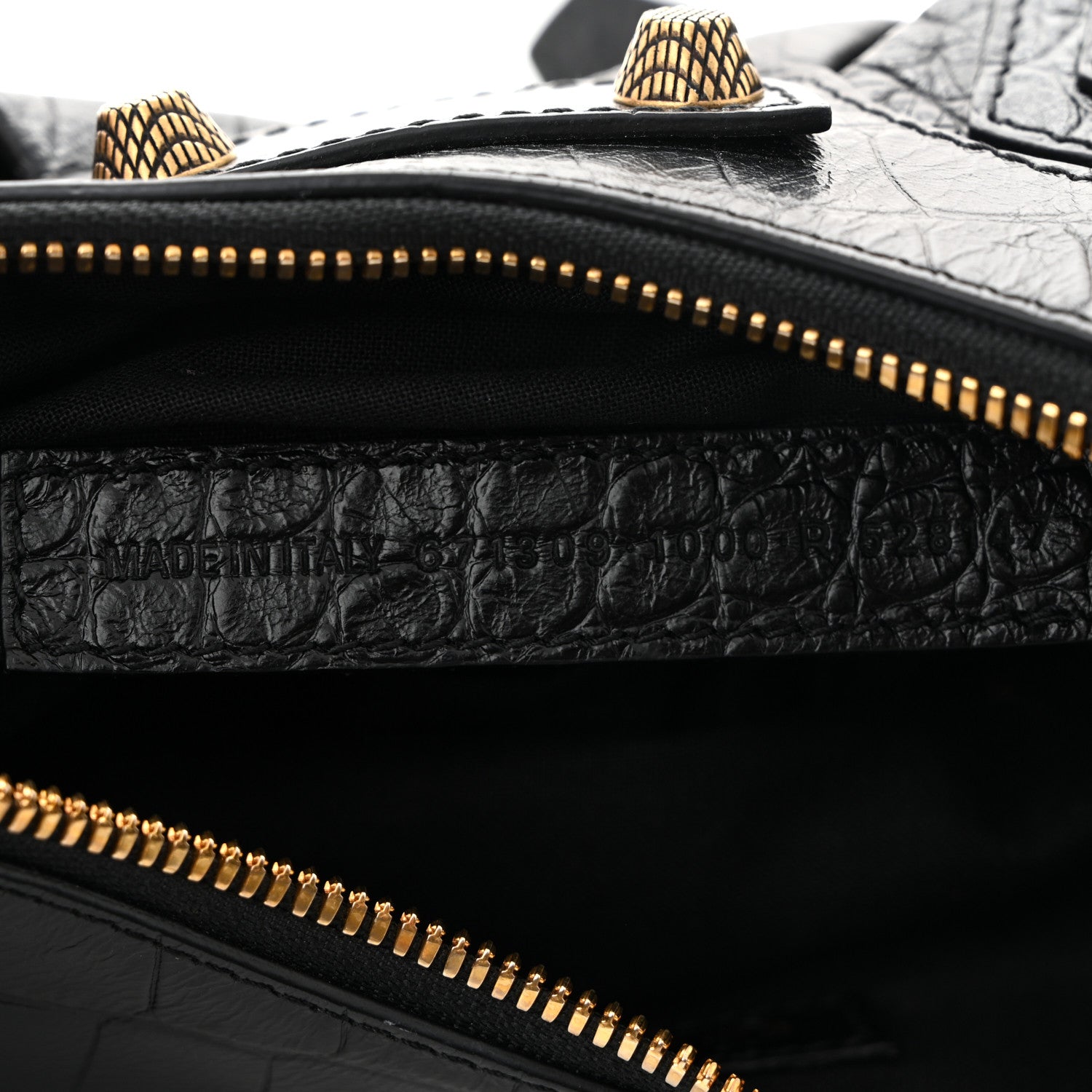Balenciaga Extra Supple Calfskin Crocodile Embossed Le Cagole Shoulder Bag XS Black 7 of 11