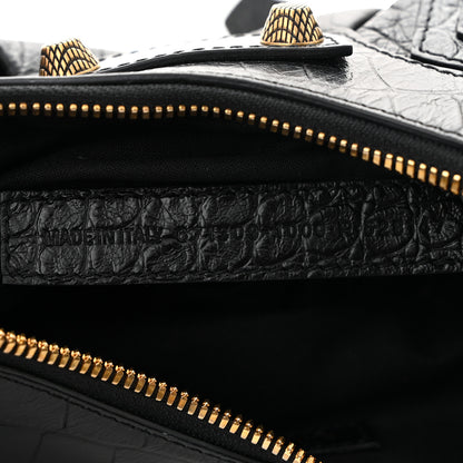 Balenciaga Extra Supple Calfskin Crocodile Embossed Le Cagole Shoulder Bag XS Black 7 of 11