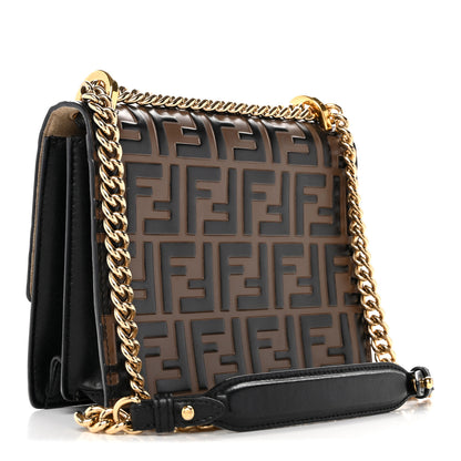 Fendi Vitello Liberty Bi-Color FF 1974 Embossed Small Kan U Shoulder Bag Maya Black 3 of 14
