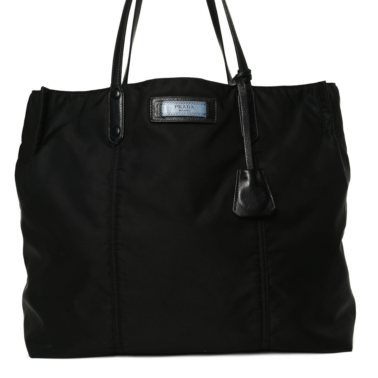 Tessuto Nylon Glace Calfskin Etiquette Tote Black