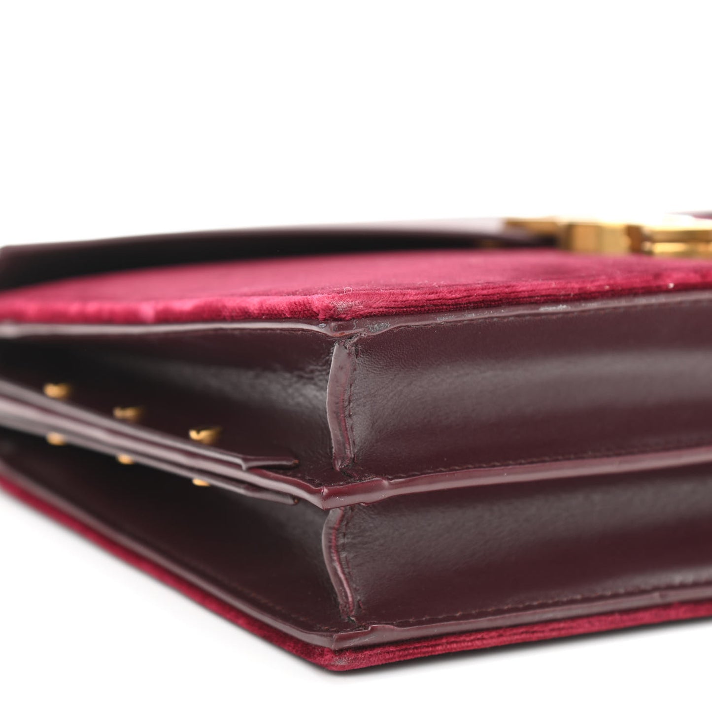 Velvet Monogram Cassandra Clasp Bag Burgundy