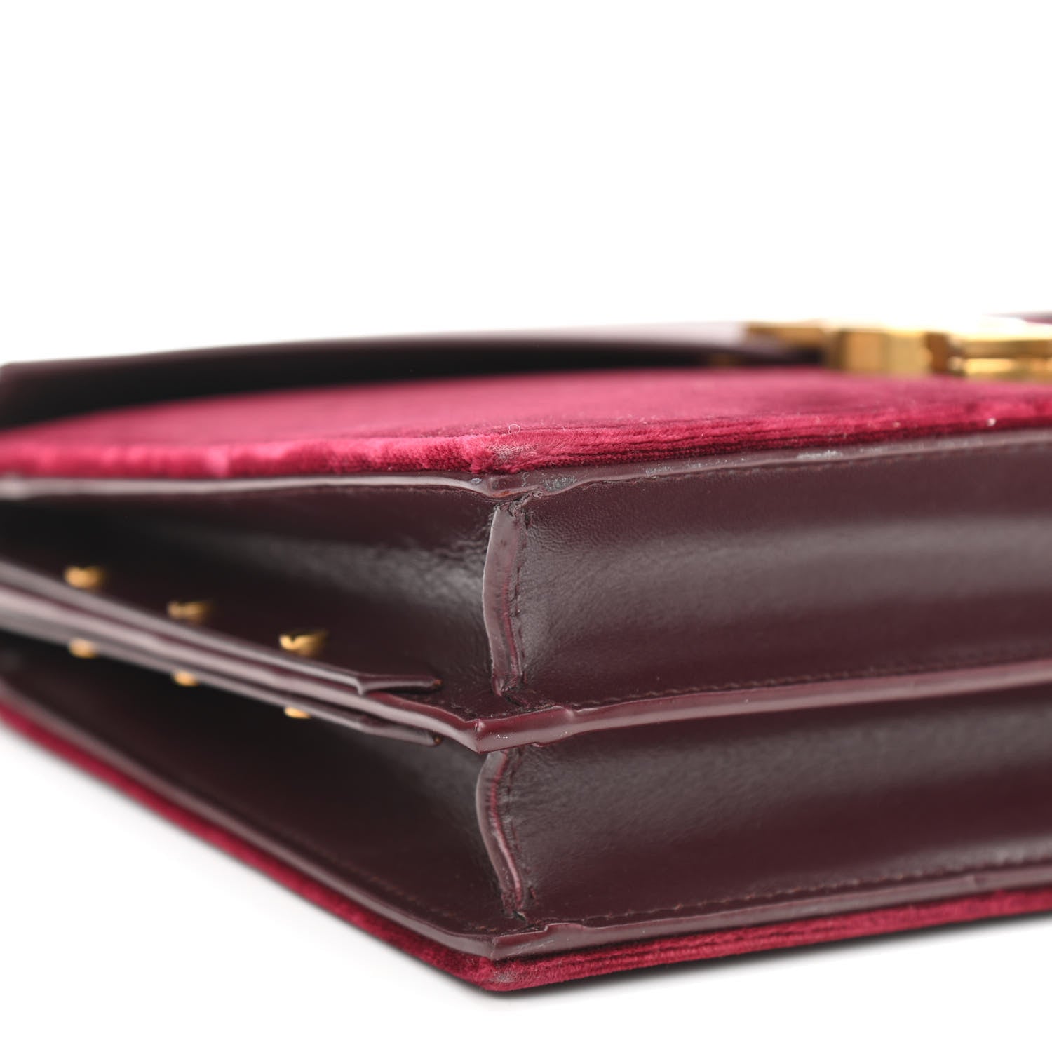 Saint Laurent Velvet Monogram Cassandra Clasp Bag Burgundy 10 of 13