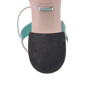 Gucci Sequin Satin Malaga Kid GG Marmont Ankle Wrap 75mm Sandals 40.5 Water Green Verde Chiaro Light Water Green 10 of 15