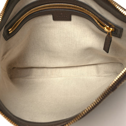 Gucci Monogram Jumbo GG Textured Dollar Calfskin Web Wristlet Messenger Bag Camel Ebony New Acero 5 of 10