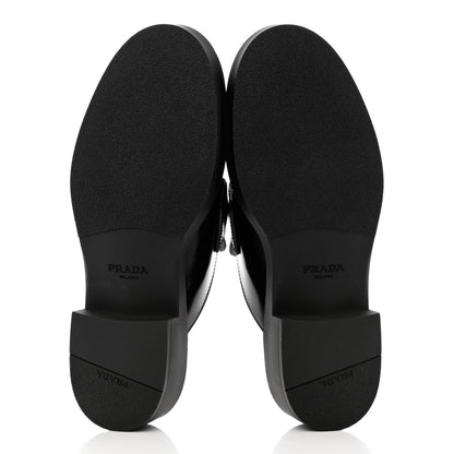 Prada Spazzolato Triangle 40mm Loafer Mules 37.5 Black 5 of 10