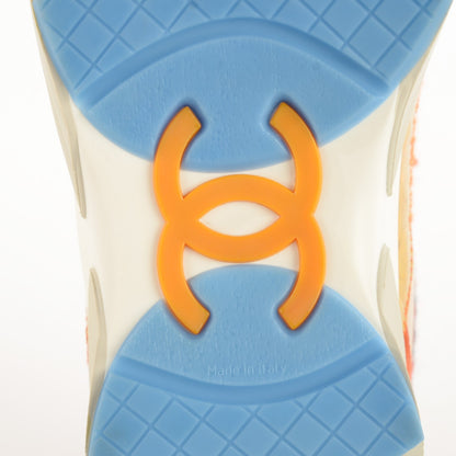 Chanel Tweed Suede Calfskin Sneakers Orange 7 of 9