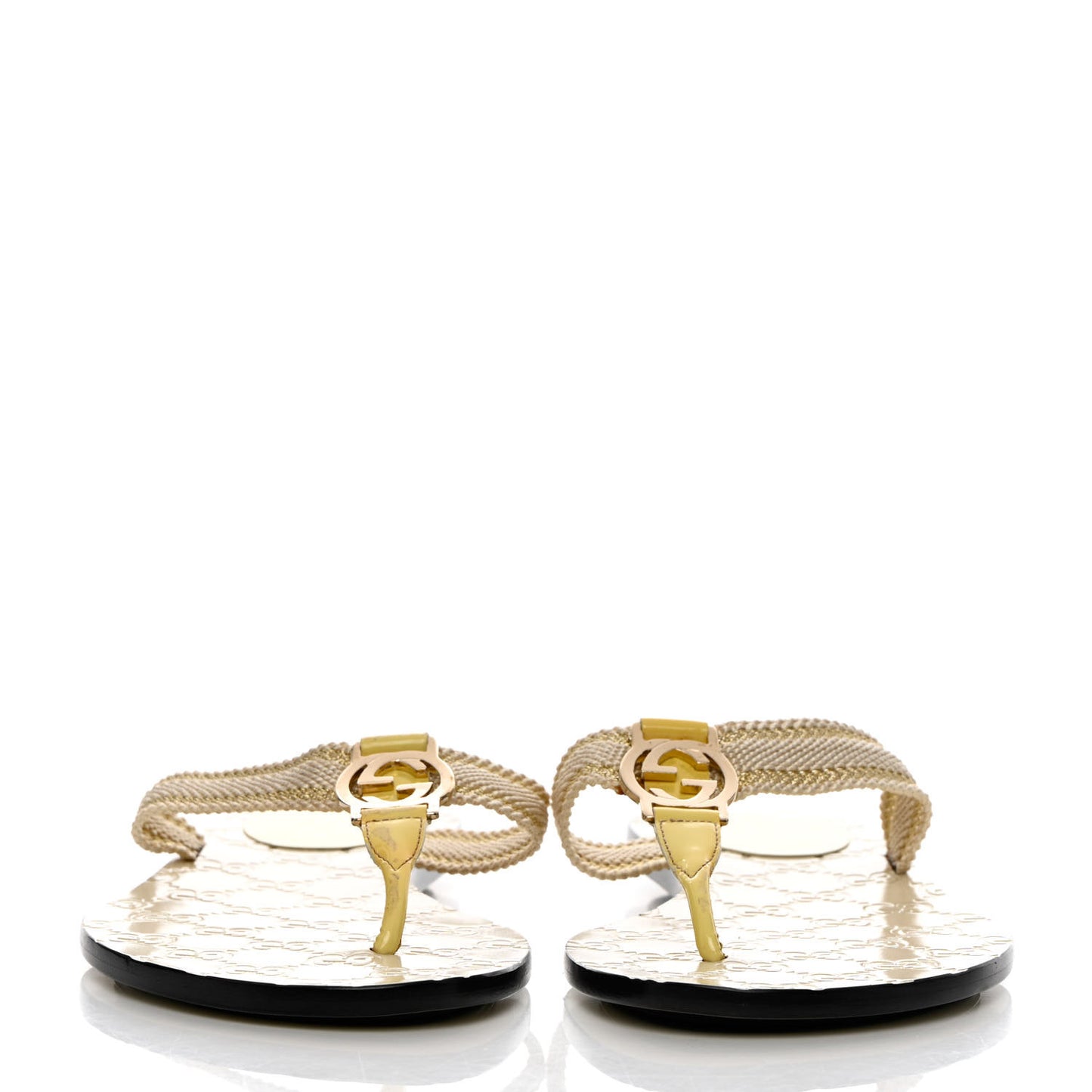 Guccissima Web Interlocking G Thong Sandals 39.5 Beige