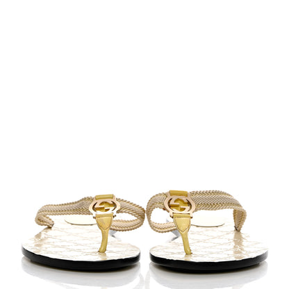 Gucci Guccissima Web Interlocking G Thong Sandals 39.5 Beige 2 of 11