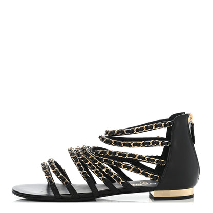 Chanel Lambskin CC Chain Sandals 39 Black 1 of 7