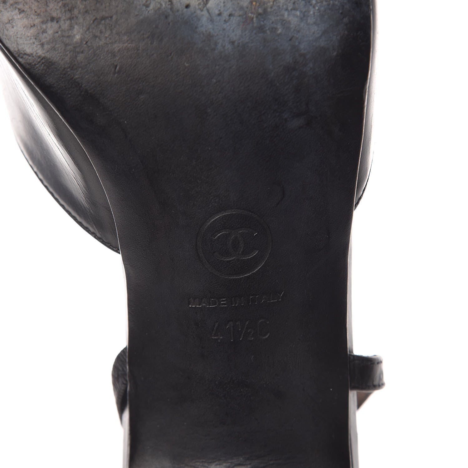 Chanel Calfskin Cap Toe CC Slingback Pumps 41.5 Black 8 of 25