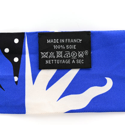 Hermes Silk Astrologie a Pois Twilly Bleu Royal Black White 3 of 6