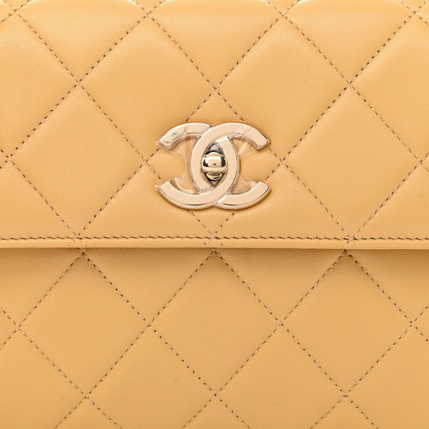 Lambskin Quilted Small Trendy CC Dual Handle Flap Bag Beige