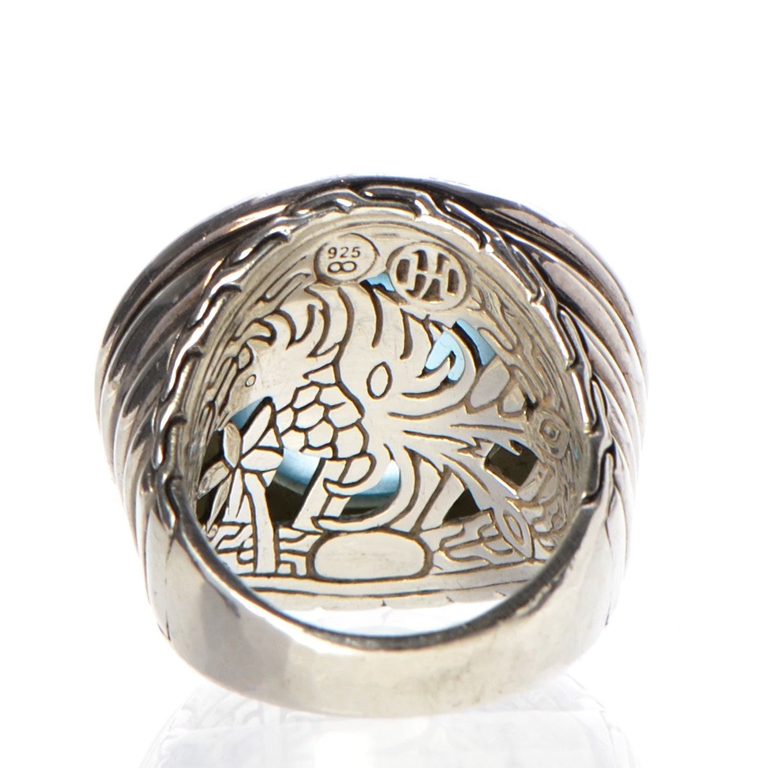 John Hardy Sterling Silver Blue Topaz Batu Bedeg Ring 57 8 5 of 5